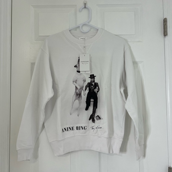 ANINE BING Ramona Sweatshirt AB x TO B White Pullover - Picture 10 of 14
